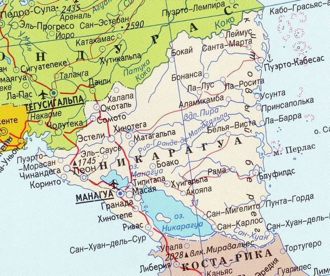 Никарагуа - карта страны