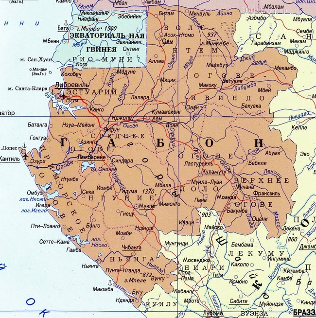 Габон - карта страны