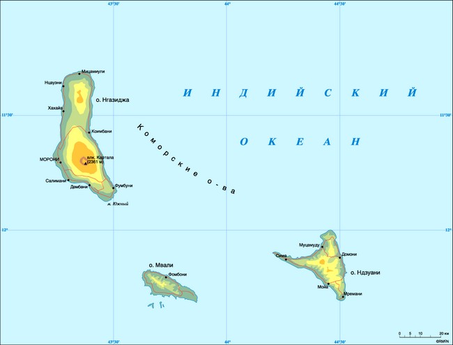 Коморские Острова - карта страны
