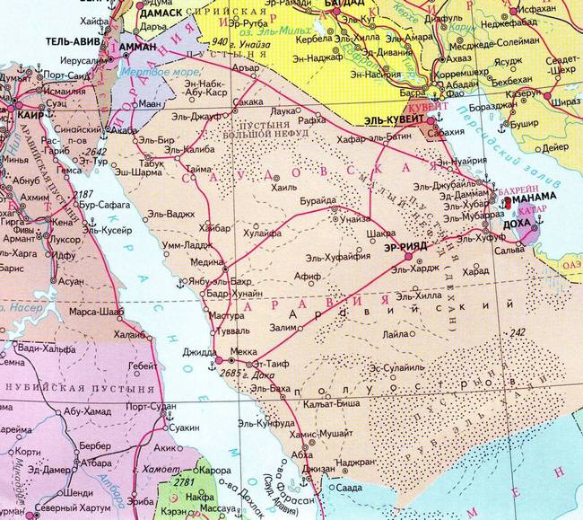 Саудовская Аравия - карта страны