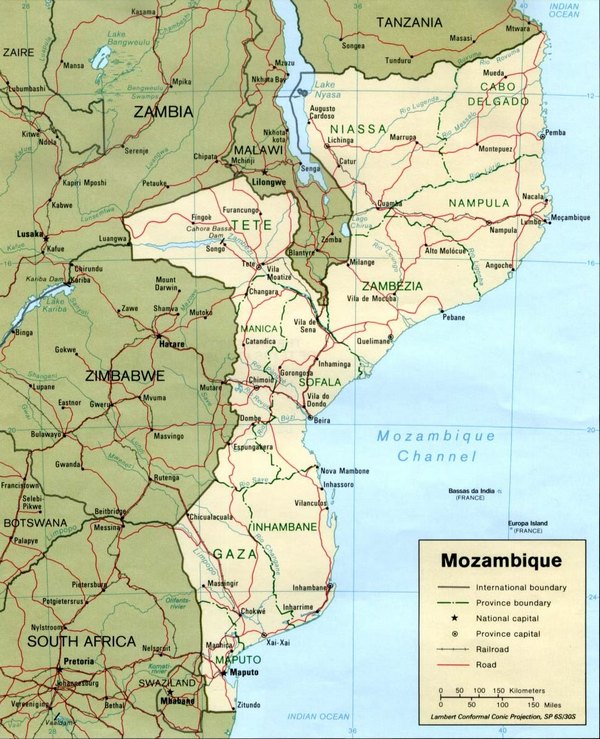 Мозамбик - карта страны