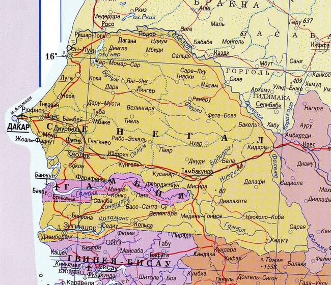 Сенегал - карта страны