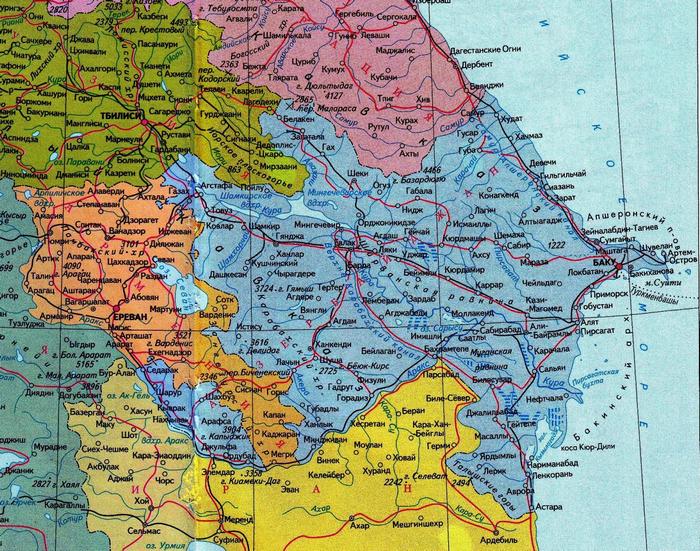 Азербайджан - карта страны