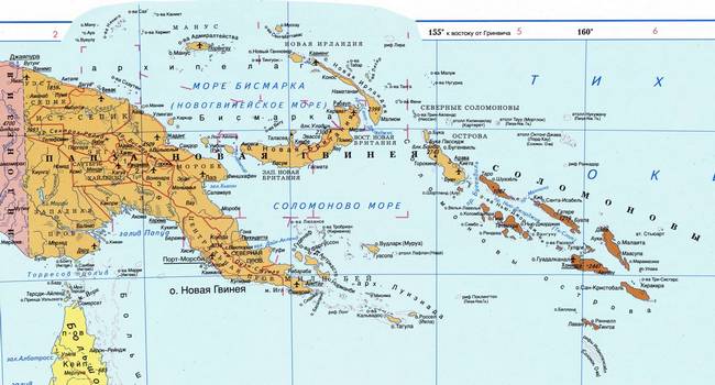 Папуа - Новая Гвинея - карта страны