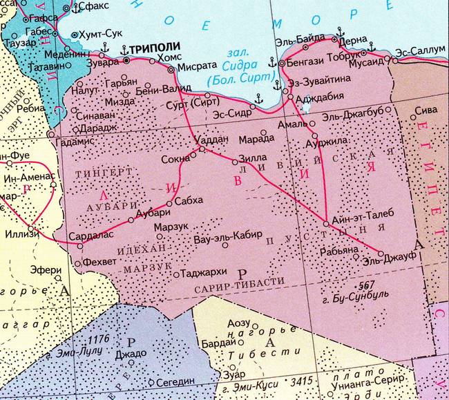 Ливия - карта страны