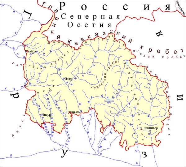 Южная Осетия - карта страны