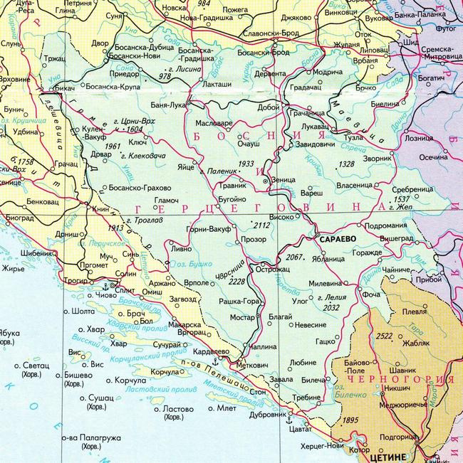 Босния и Герцеговина - карта страны