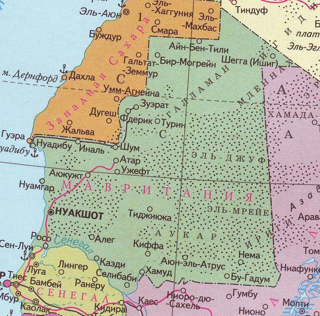 Мавритания - карта страны