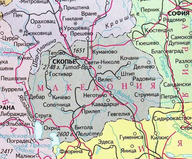 Северная Македония - карта страны
