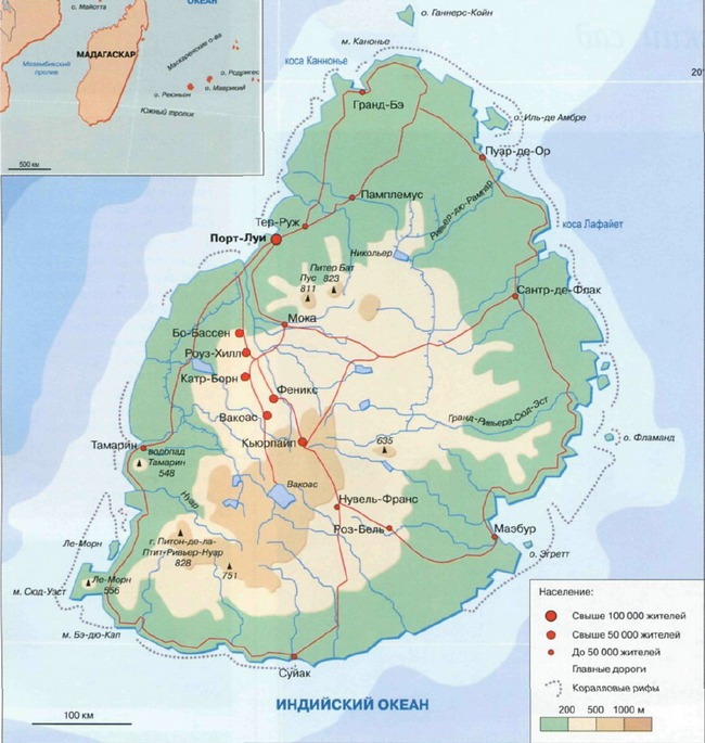 Маврикий - карта страны