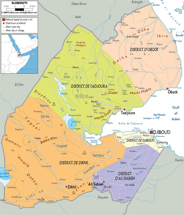 Джибути - карта страны