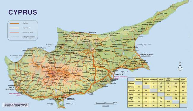 Кипр - карта страны