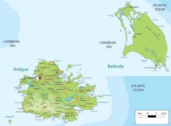 Антигуа и Барбуда - карта страны