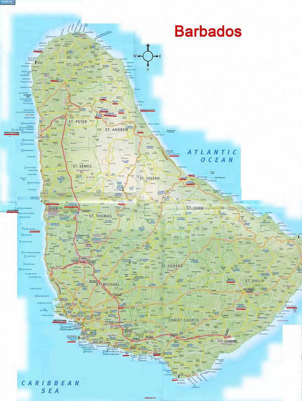 Барбадос - карта страны