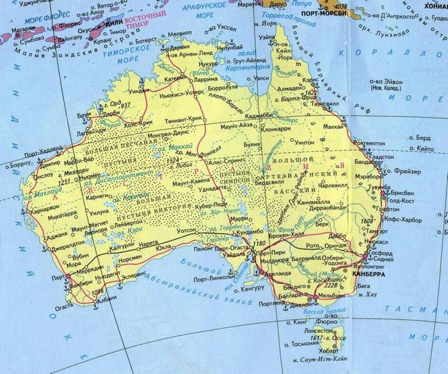 Австралия - карта страны