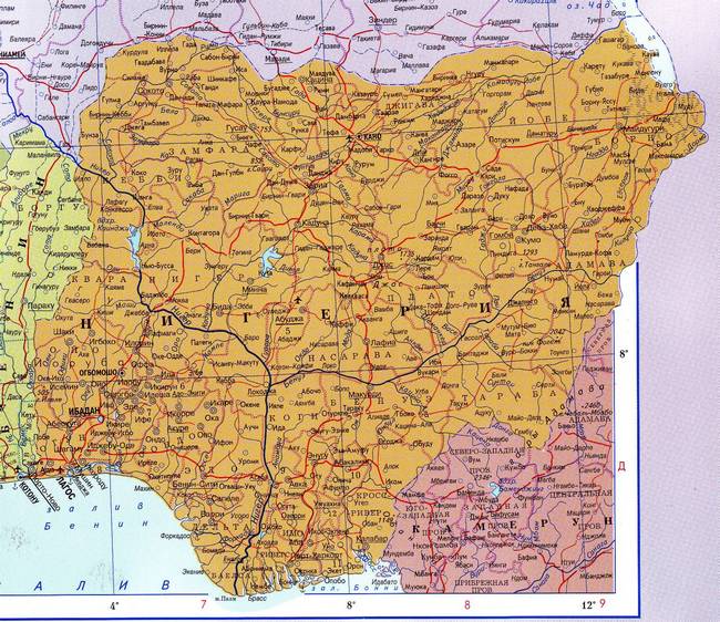 Нигерия - карта страны