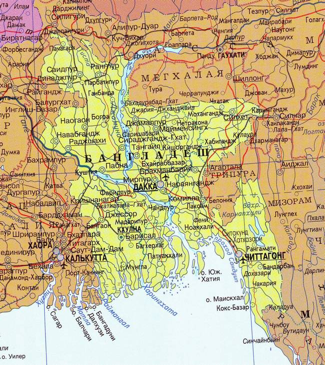 Бангладеш - карта страны