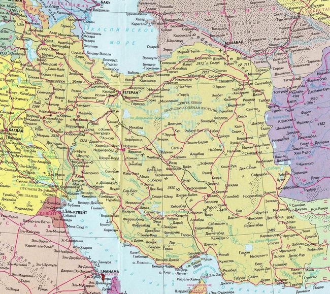 Иран - карта страны