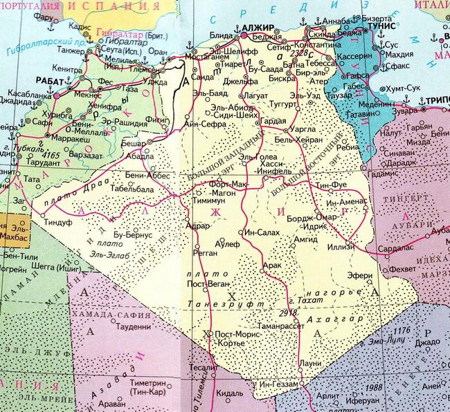 Алжир - карта страны