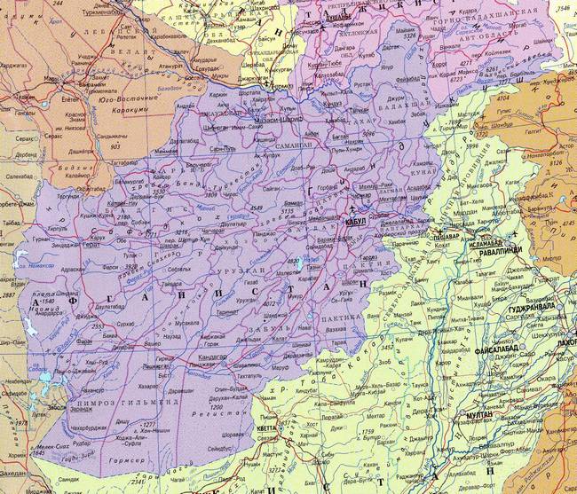 Афганистан - карта страны