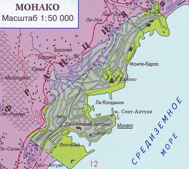 Монако - карта страны