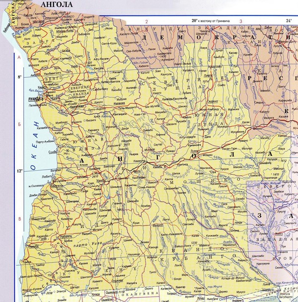 Ангола - карта страны