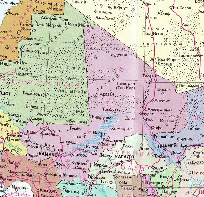Мали - карта страны