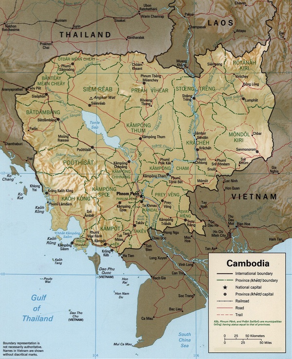 Камбоджа - карта страны